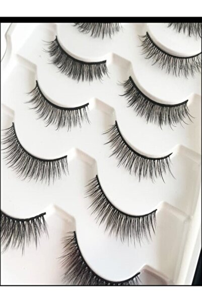 MİSTEDARİK Doğal Takma Kirpik Seti 6 Çift Farklı Model Ve 2 Adet Eyeliner Yapıştırıcı Kalem (SİYAH VE ŞEFFAF)