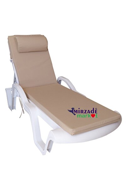 mirzade Şezlong Minderi Lüks Su Geçirmez Kumaş Yastıklı Gri Süngerli Fermuarl...