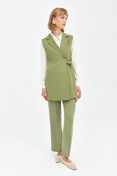 Nihan Olive Vest - Side Tie