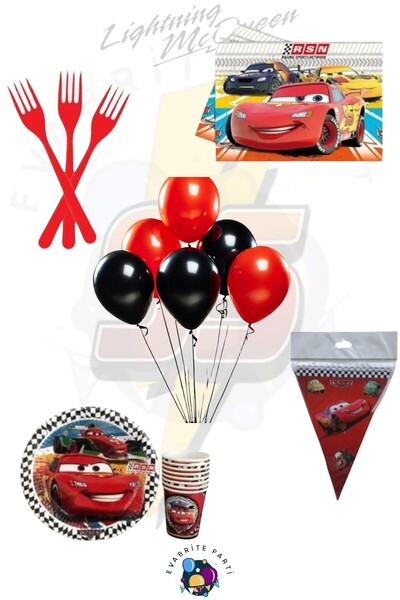 Evabrite Cars Cars Set tematic pentru 16 persoane Maxib - Set pentru petrecer...