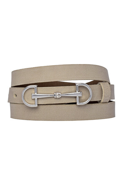 GoDeri %100 Hakiki Yumuşak Nubuk Deri, 2 cm Açık Gri Kadın Kemeri; Elbise, Pantolon Kemeri D&Dgümüş