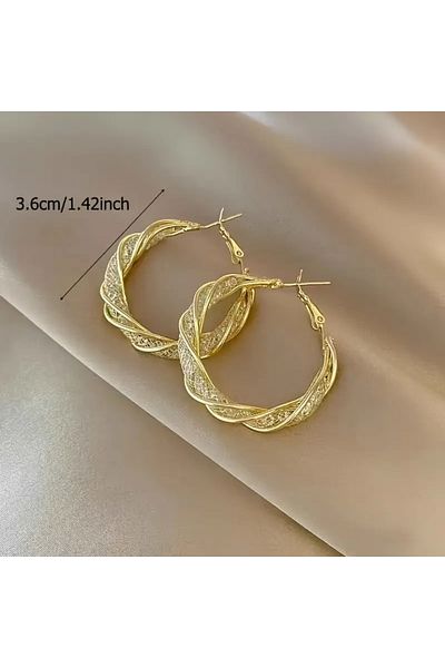 Eva Flore Hoop Earrings, Elegant Style Sparkly Women's Earrings