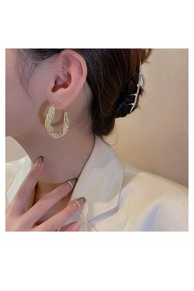 Eva Flore Hoop Earrings, Elegant Style Sparkly Women's Earrings