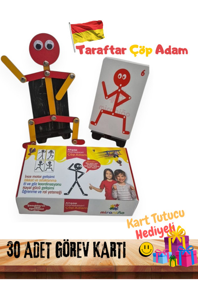 miranino Taraftar Ahşap Eğitici Montessori Çöp Adam