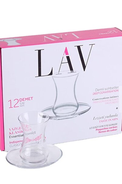 ezginin dükkanı LAV DEMET ÇAY SETİ 12 PARÇA 6 ÇAY BARDAĞI 6 ALTLIK