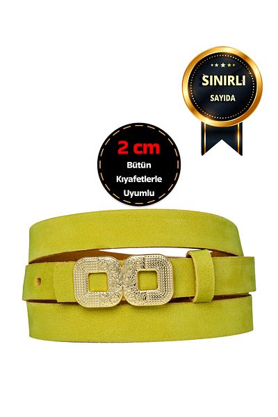 GoDeri 100% γνήσιο μαλακό δέρμα Nubuck, Γυναικεία ζώνη πράσινου φιστικιού 2 cm; Φόρεμα, Ζώνη παντελονιού goyquaregold