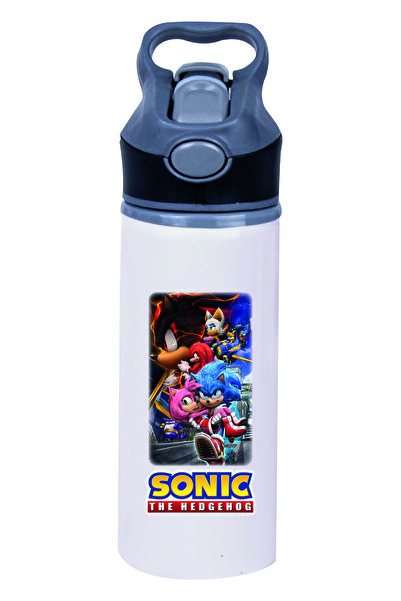 DKDZ SHOP زجاجة مياه مطبوعة سونيك سعة 650 مل مع شفاطة - 009