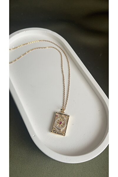 stainles steel قلادة التارو عجلة القدر الذهبية