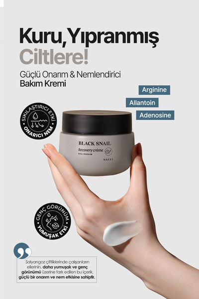 NAEXY Kore Onarıcı Ve Nemlendirici Siyah Salyangoz Kremi Kore Black Snail Rec...
