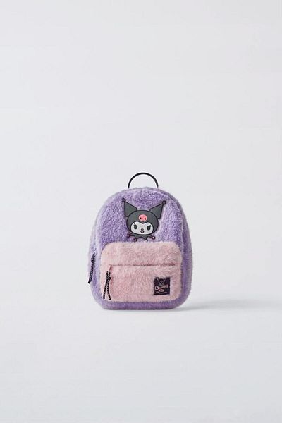 Pink Hippo Kids Kuromi Faux Fur Plush Girl's Mini Backpack