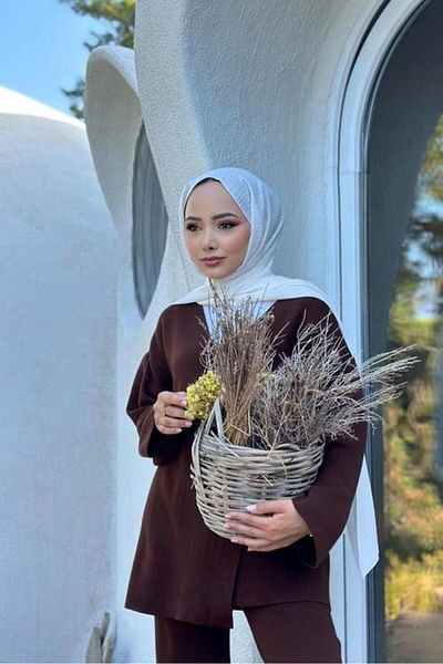 MELEK ARAZ Σετ πλεκτό καφέ Lina