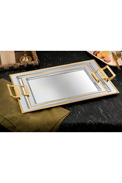 Tiamo طقم صينية شاي ميوس مكون من قطعتين ذهبي