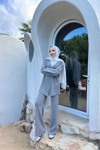 MELEK ARAZ Gray Lina Knitwear Set