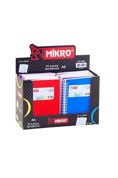 Mikro 24 Pieces A6-72 Sheets Polypropylene Cover Striped Notepad with Stand
