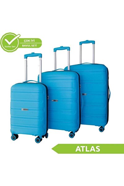 Bambus Home Vegmann Polipropilen (Pp) Atlas Su Yeşili 3lü Valiz Seti Kırılmaz Garantili