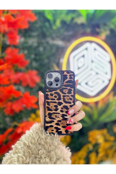OSG iPhone 12 Pro Max Uyumlu Kılıf Leopar Desenli Kabartmalı Desenli Darbe Em...