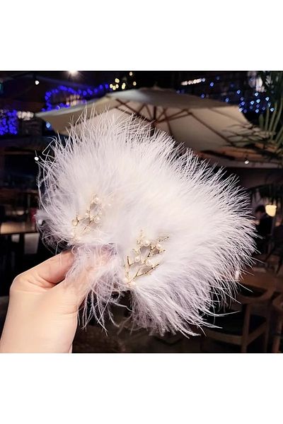 Eva Flore White Feather Gold Leaf Bridal Hairpin, Bridal Hair Accessory 2 Pieces