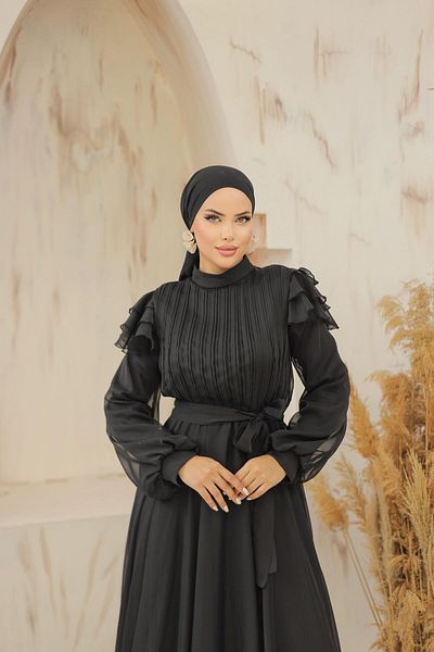 MELEK ARAZ Μαύρο βραδινό φόρεμα Darla