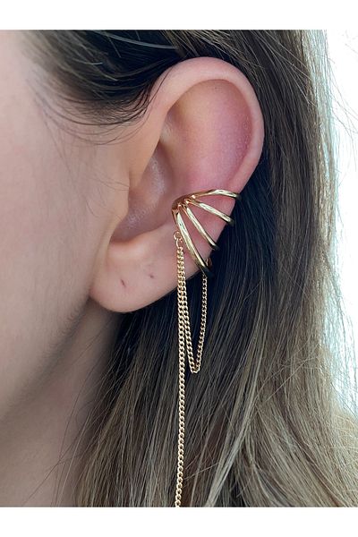 Pinery Jewels Dangle 4 Row Brass over Plated Finish Women's Earcuff Cartilage Earrings