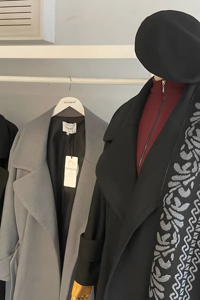 Hanezza Palton elegant din cașmir de mărime mare - negru/gri