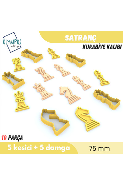 Olympos Atölye Satranç | 10 Parça | Kurabiye - Şeker Hamuru - Oyun Hamuru Kal...