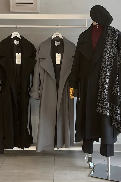 Hanezza Palton elegant din cașmir de mărime mare - negru/gri