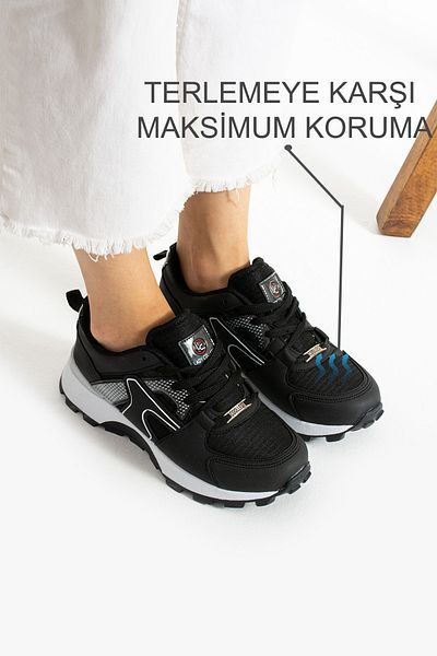 Devida Black-White Comfortable Sole Waterproof Sneakers