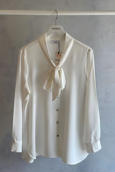 Hanezza Plus Size Jesica Tie Collar Shirt