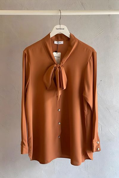 Hanezza Plus Size Jesica Tie Collar Shirt