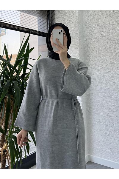MELEK ARAZ Gray Amore Knitwear Dress