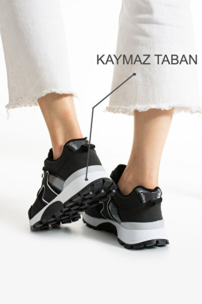 Devida Black-White Comfortable Sole Waterproof Sneakers