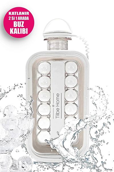 Tilbe Home Folding Ice Cube Mold and Beverage Bottle Practical Portable Ice Cube Mold Maker Water Bottle Ice Box