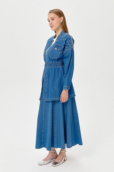 Nihan Jachetă de blugi - Design cu piatră și perle
