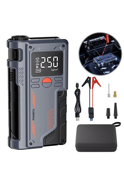 EZERE ST-9631 Pro Tasinabilir Göstergeli Araç Lastik Sisirme Ve Starter Akü Takviye Seti SIYAH