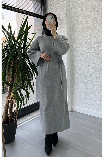 MELEK ARAZ Gray Amore Knitwear Dress
