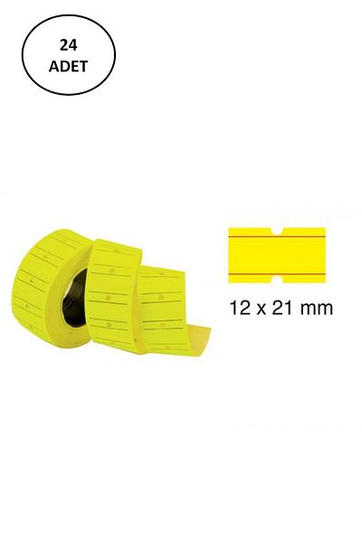 Tanex Makine Fiyat Etiketi 12x21 Mm Çizgili Fosforlu Sarı 24'lü