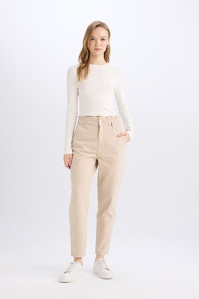 DeFacto Paperbag Gabardine Pants Standard Leg Pocket S2790Az25Sp