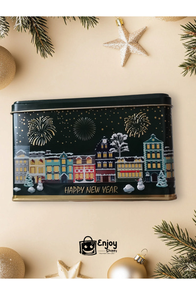 Sarpha Hediyelik Yeni Yıl Temalı Metal Kabartmalı yeşil renk Hediye Kutusu - ...