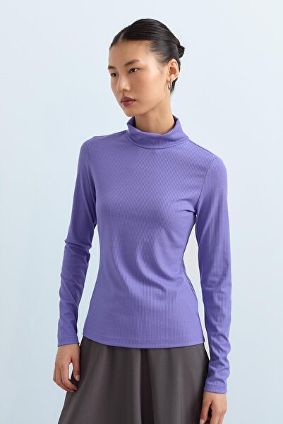 Nihan Yarım Balıkçı Bluz Menekşe