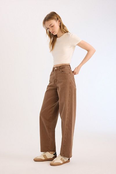 DeFacto Spodnie gabardynowe Cool Baggy Fit Washed Regular Waist E4307Ax25Sp