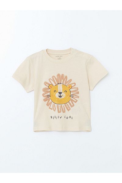 LC Waikiki Crew Neck Printed Baby Boy T-Shirt and Shorts 2-Piece
