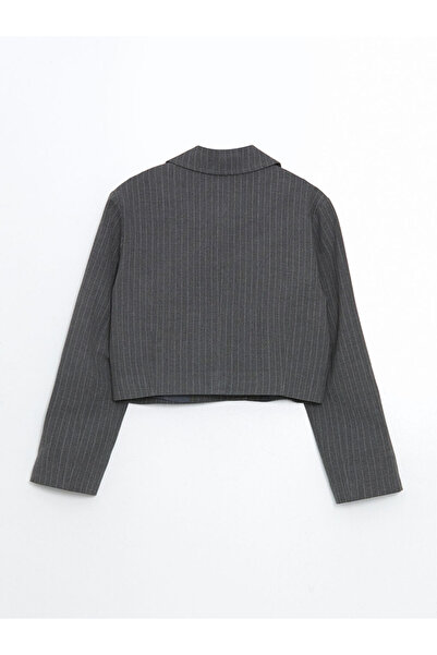 LC Waikiki Anthracite Striped Girl's Blazer Jacket