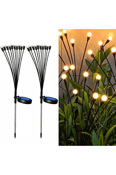 2Li Yellow 8 Branches Firefly Solar Garden Lamp