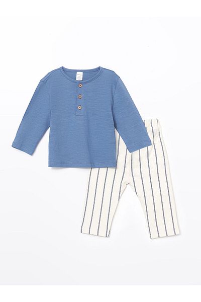 LC Waikiki Lcw Crew Neck Basic Baby Boy T-Shirt and Pants 2-Piece