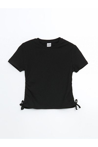 LC Waikiki Lcw Crew Neck Girl's Crop T-Shirt Fast Fashion