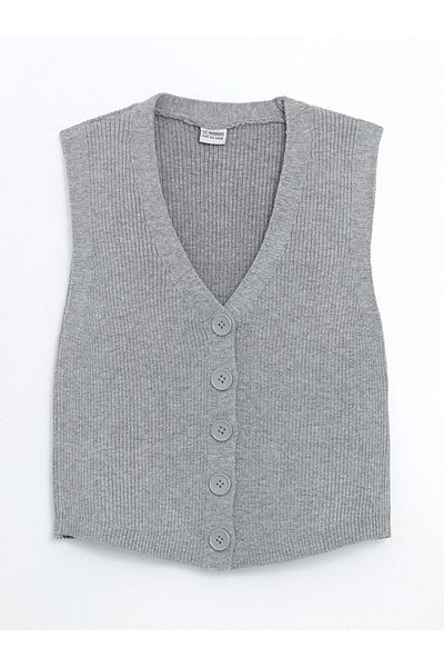 LC Waikiki V-Neck Linen Blended Women's Classic Vest