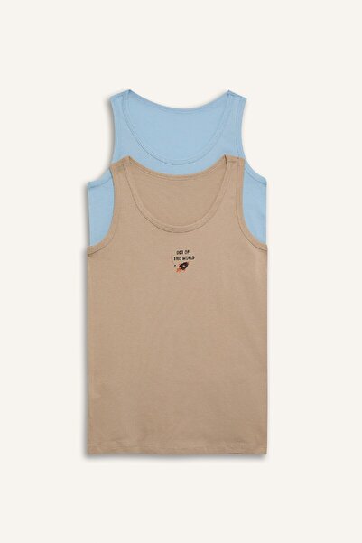 DeFacto طقم قميص داخلي مكون من قطعتين مطبوع عليه مساحة للأولاد E1565a824au