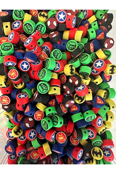 LİVZA BİJUTERİ Karışık Paket Süper Kahraman Desenli Polimer Kil Figür Fimo Ta...
