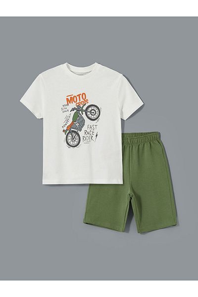 LC Waikiki New Season Crew Neck Printed Boys' T-Shirt and Shorts Set of 2 - S56903Z1