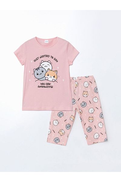 LC Waikiki LCW Kids Crew Neck Κοστούμι πιτζάμες για κορίτσια